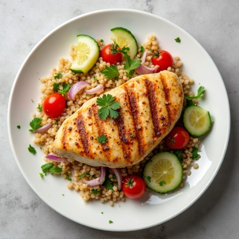 Grilled Chicken Breast with Crunchy Quinoa Salad