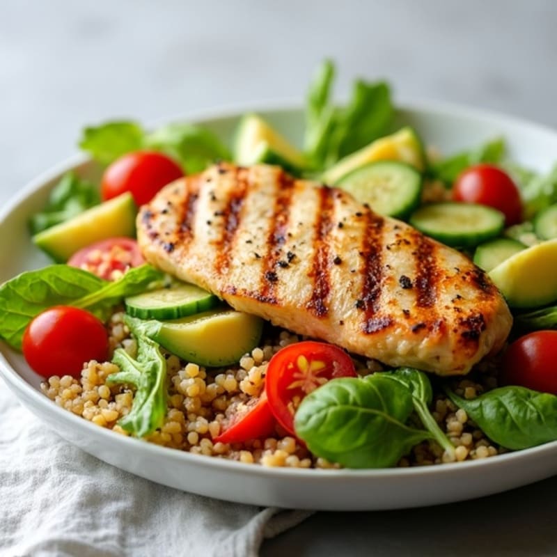 Grilled Chicken and Quinoa Salad with Crunchy Vegetables