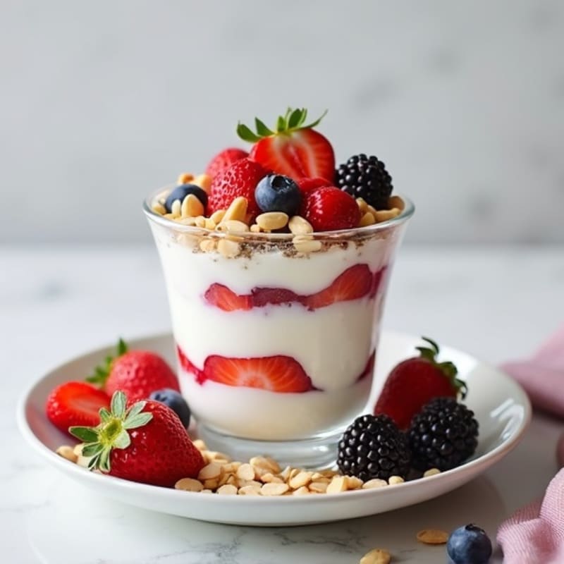 Creamy Greek Yogurt Protein Parfait with Berries and Almonds