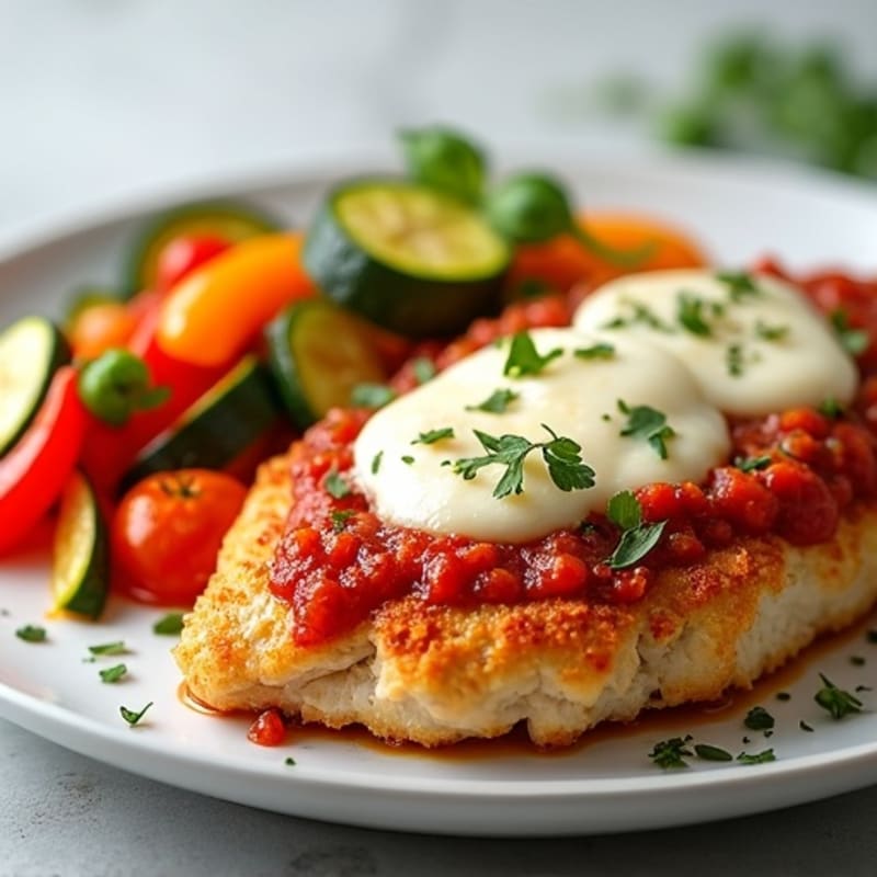 Healthy Crispy Chicken Parmesan with Veggies