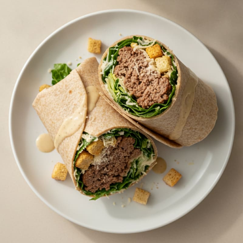 Ground Beef Caesar Salad Wraps