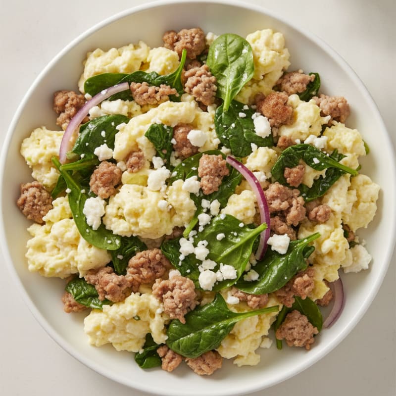Egg White Scramble with Turkey and Spinach