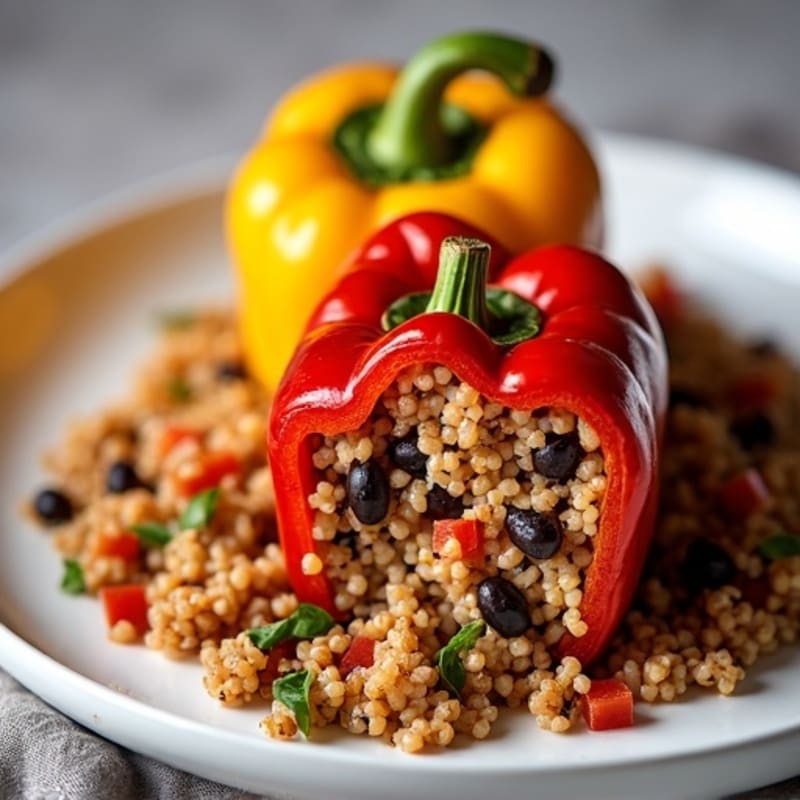 Fire-Roasted Quinoa Stuffed Bell Peppers