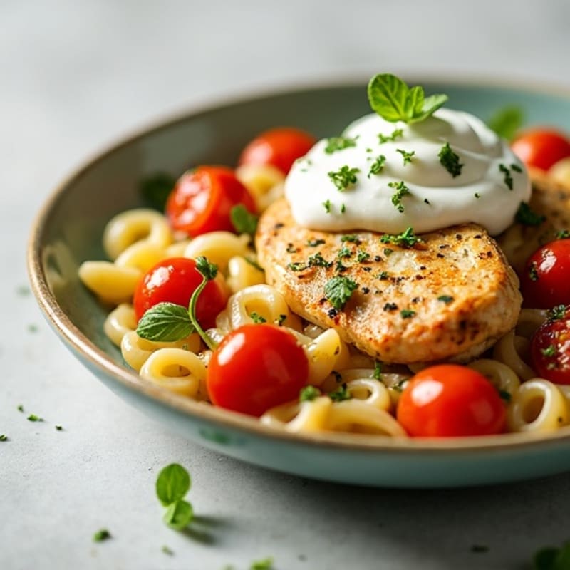 Creamy Pesto Chicken with Roasted Tomato Pasta