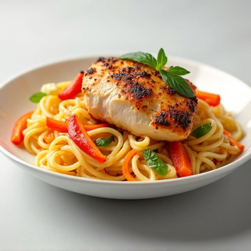Savory Chicken and Crispy Vegetable Egg Noodles