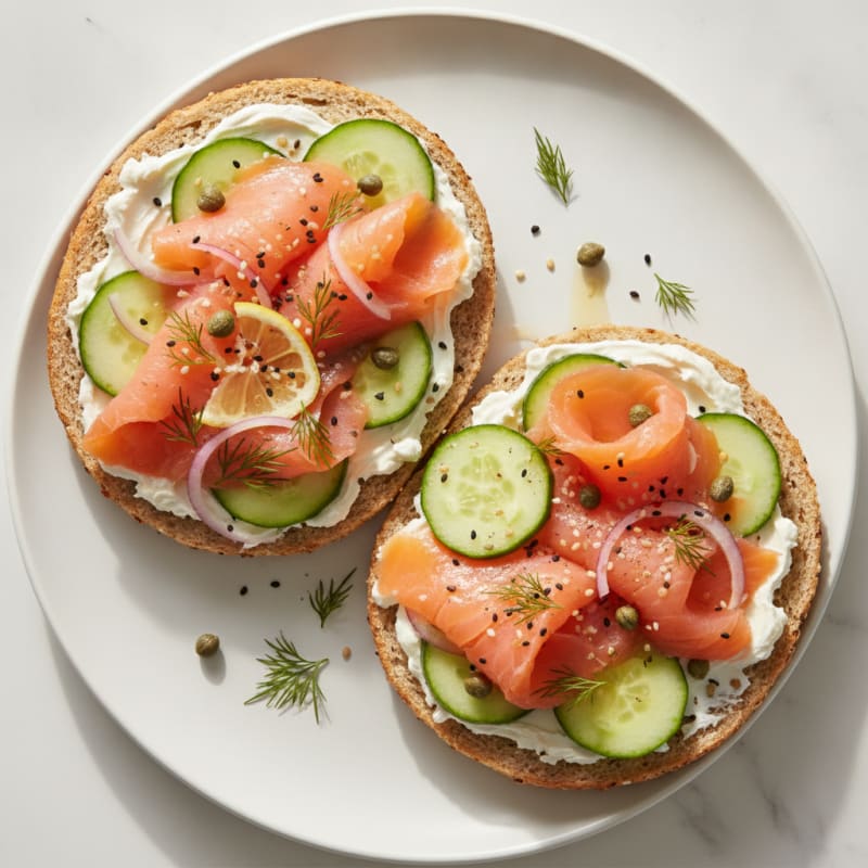 Smoked Salmon Everything Bagel with Cream Cheese