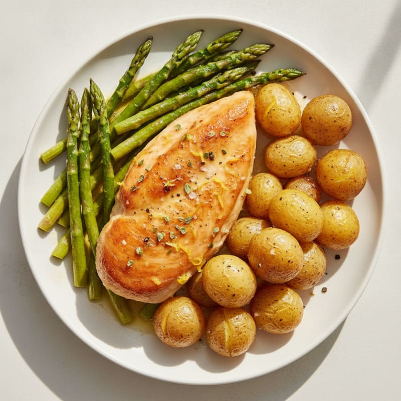Lemon Herb Roasted Chicken with Asparagus