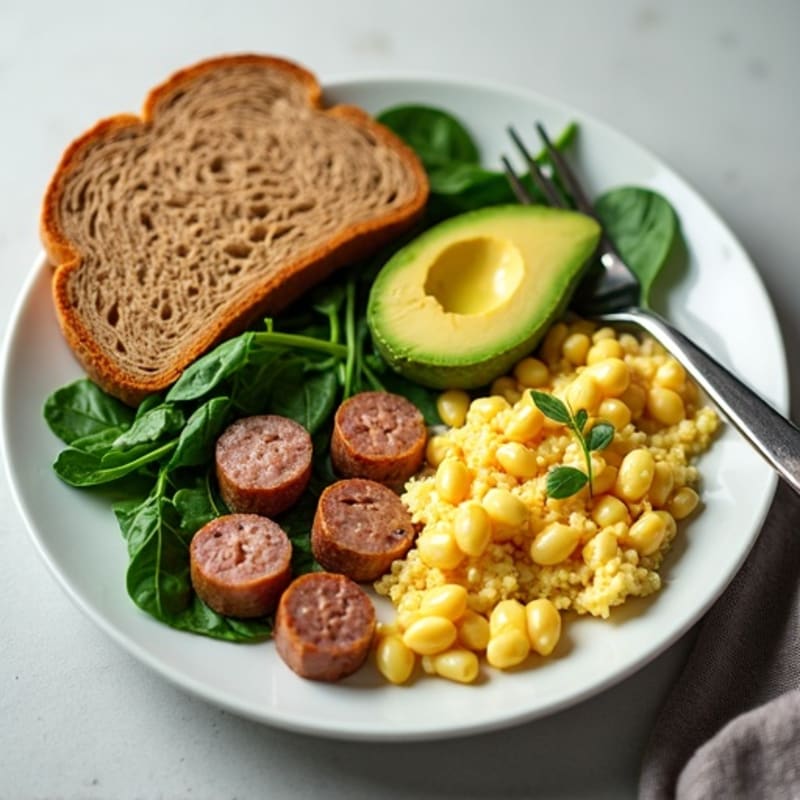 Egg White and Turkey Sausage Scramble with Spinach