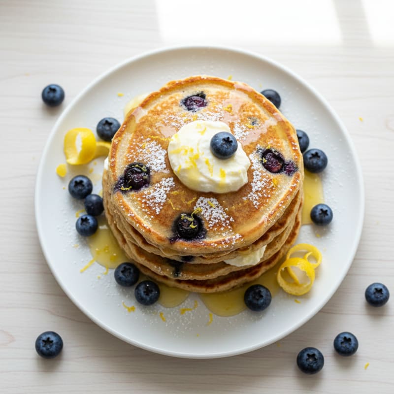 Blueberry Ricotta Pancakes with Lemon Zest