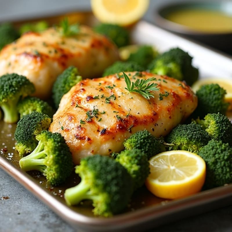 Sheet Pan Lemon-Herb Roasted Chicken and Crispy Broccoli
