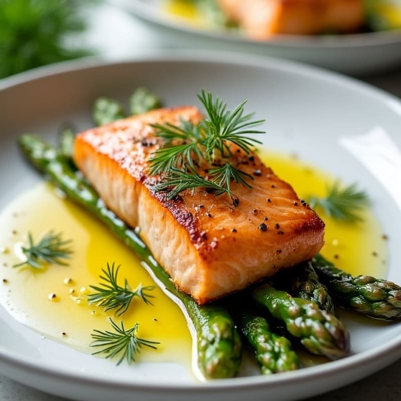 Lemon-Herb Pan-Seared Salmon with Crispy Roasted Asparagus
