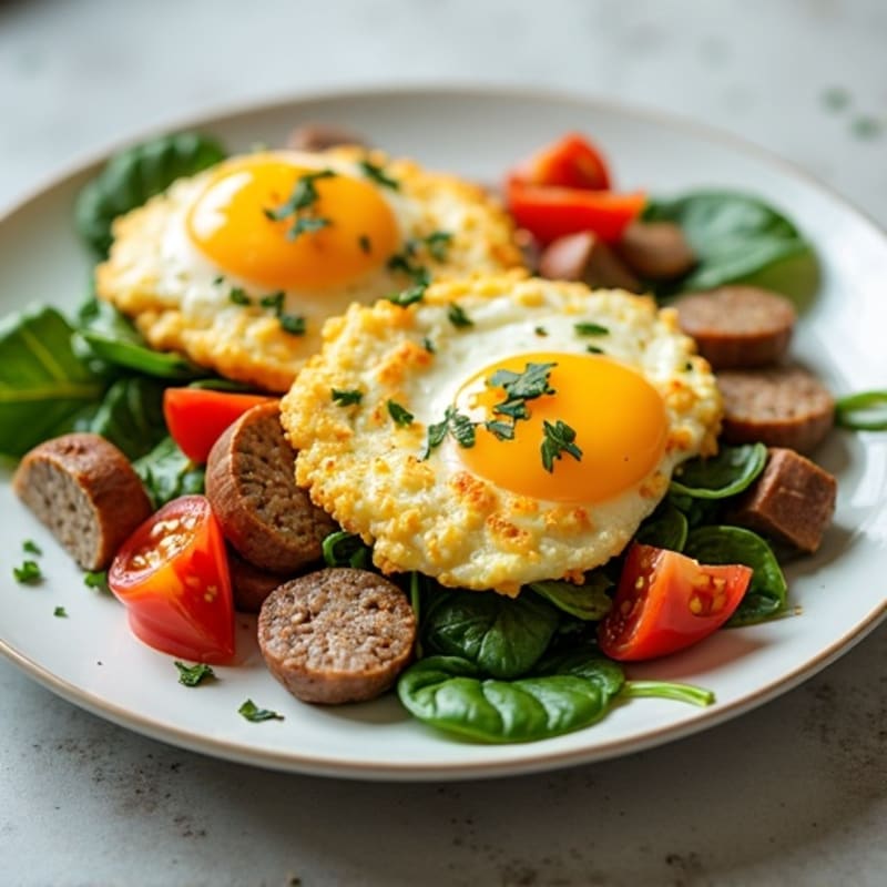 Egg White Scramble with Turkey Sausage and Spinach
