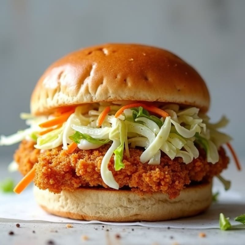 Crispy Air-Fried Chicken Sandwich with Creamy Slaw