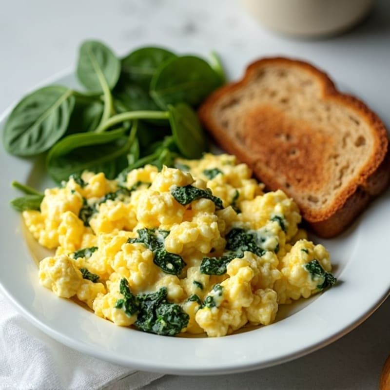 Egg White and Spinach Scramble with Cottage Cheese