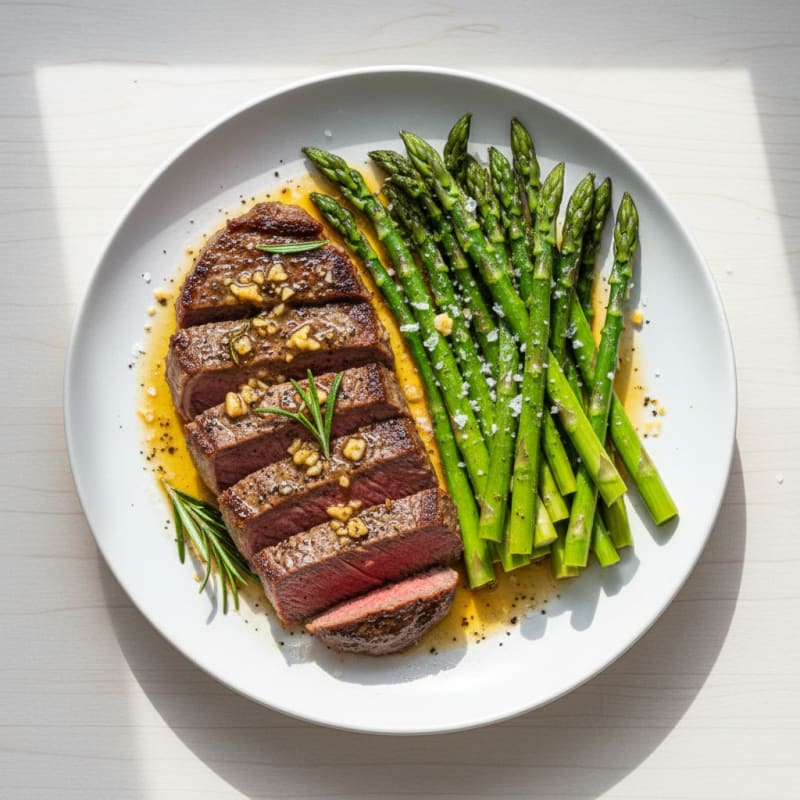 Garlic Butter Steak with Asparagus