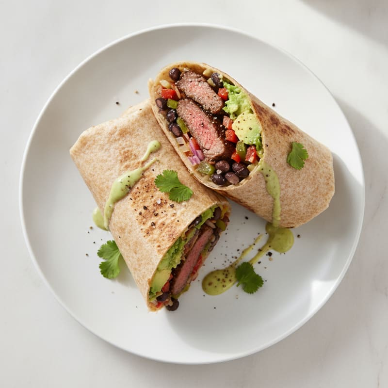 Loaded Steak and Bean Burrito