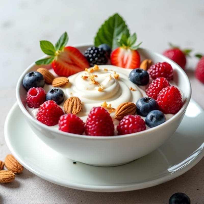 Creamy Greek Yogurt Protein Bowl with Berries and Almonds
