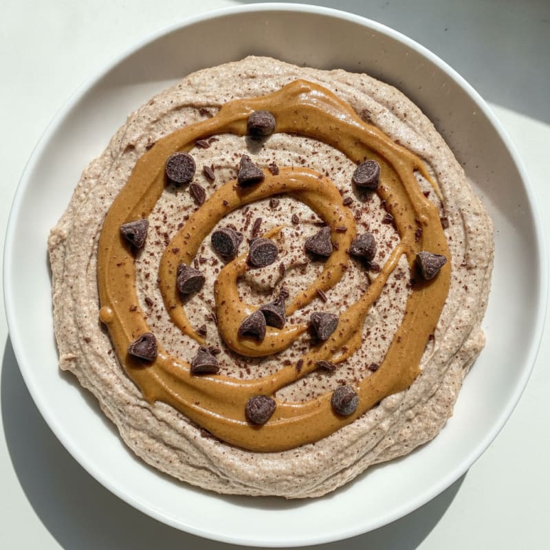 Chocolate Protein Greek Yogurt Mousse with Peanut Butter Swirl