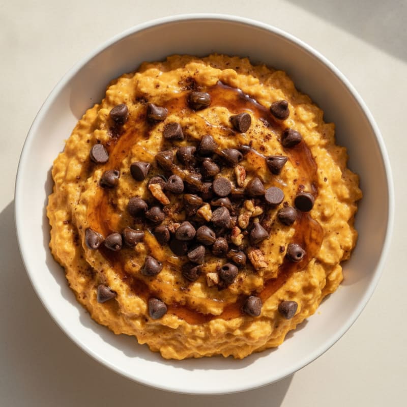 Pumpkin Spice Protein Oatmeal with Chocolate Chips
