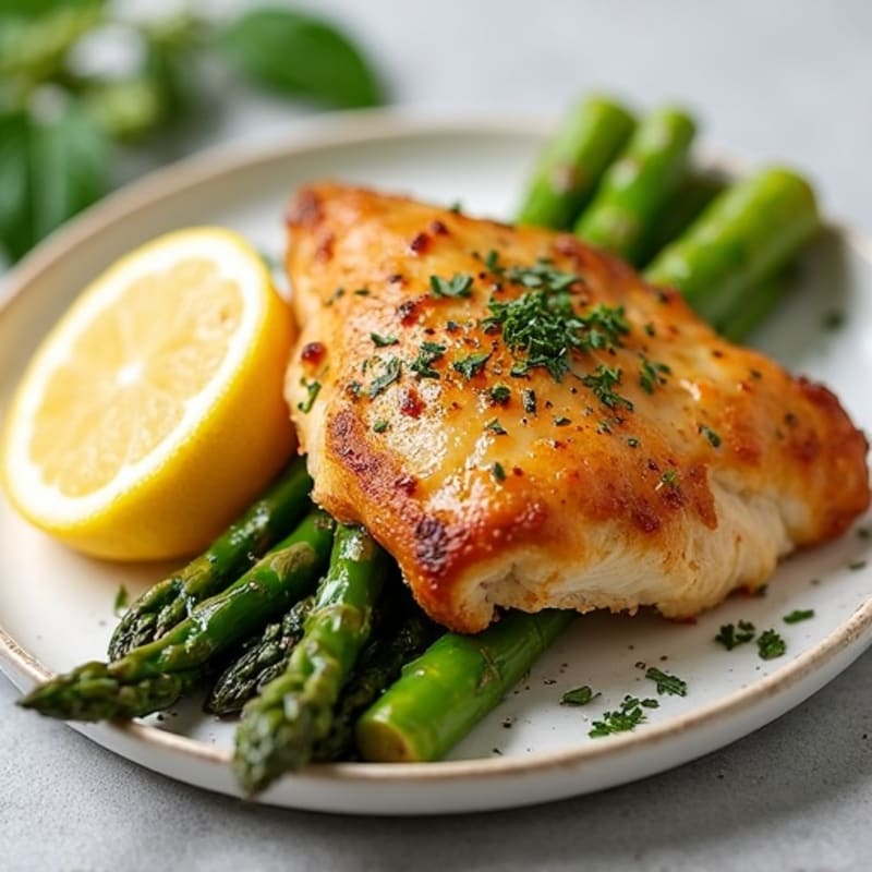 Crispy Lemon Herb Chicken with Roasted Asparagus