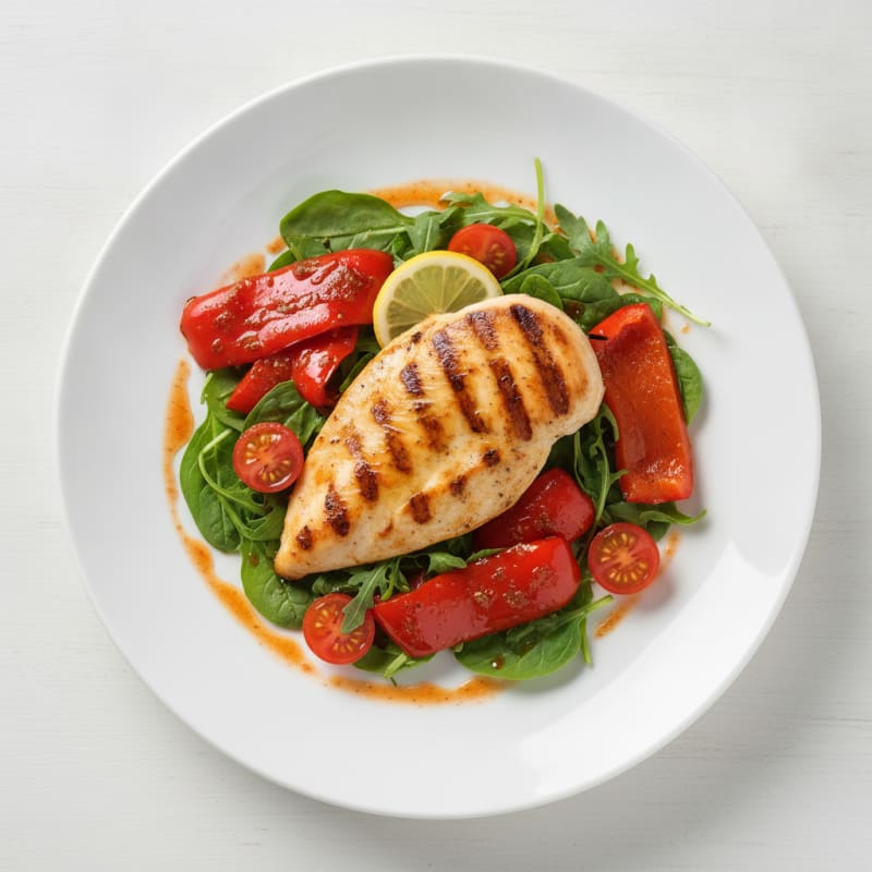 Grilled Chicken Breast with Paprika Roasted Peppers