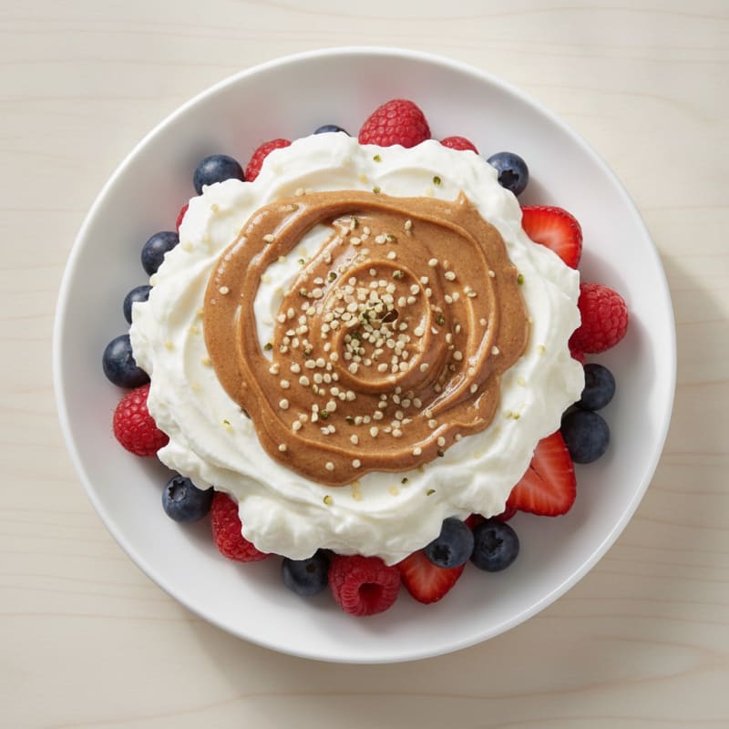 Greek Yogurt Protein Parfait with Mixed Berries and Almond Butter