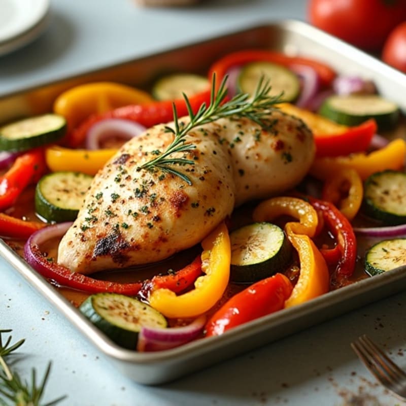 Sheet Pan Herb-Roasted Chicken with Rainbow Vegetables