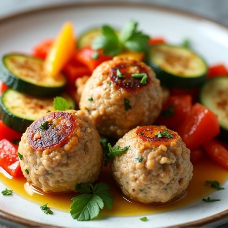 Herb-Seasoned Turkey Meatballs with Roasted Vegetables