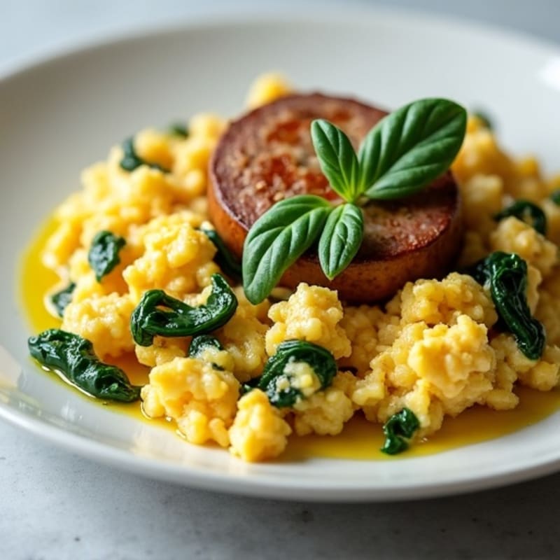 Egg White Scramble with Turkey Sausage and Spinach