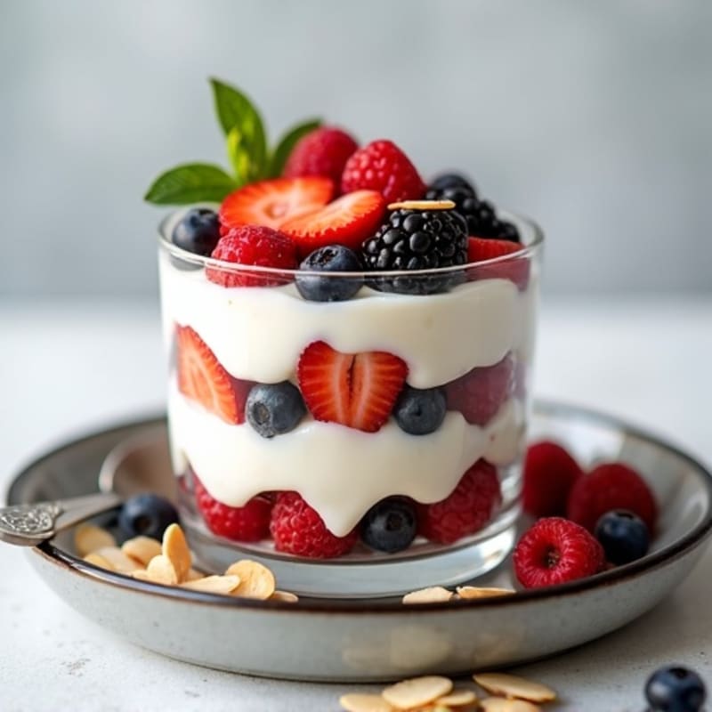 Greek Yogurt Protein Parfait with Mixed Berries