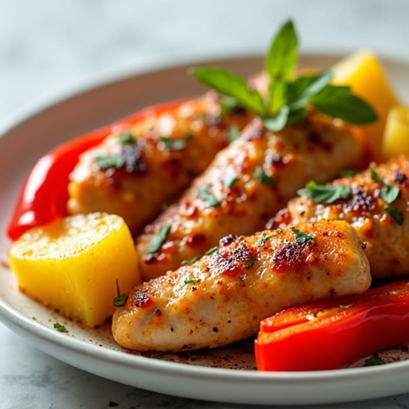 Tender Chipotle Lime Chicken with Roasted Pineapple and Bell Peppers