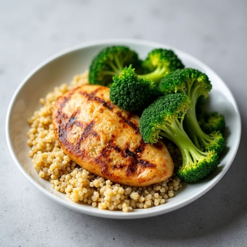 Grilled Chicken Breast with Quinoa and Steamed Broccoli