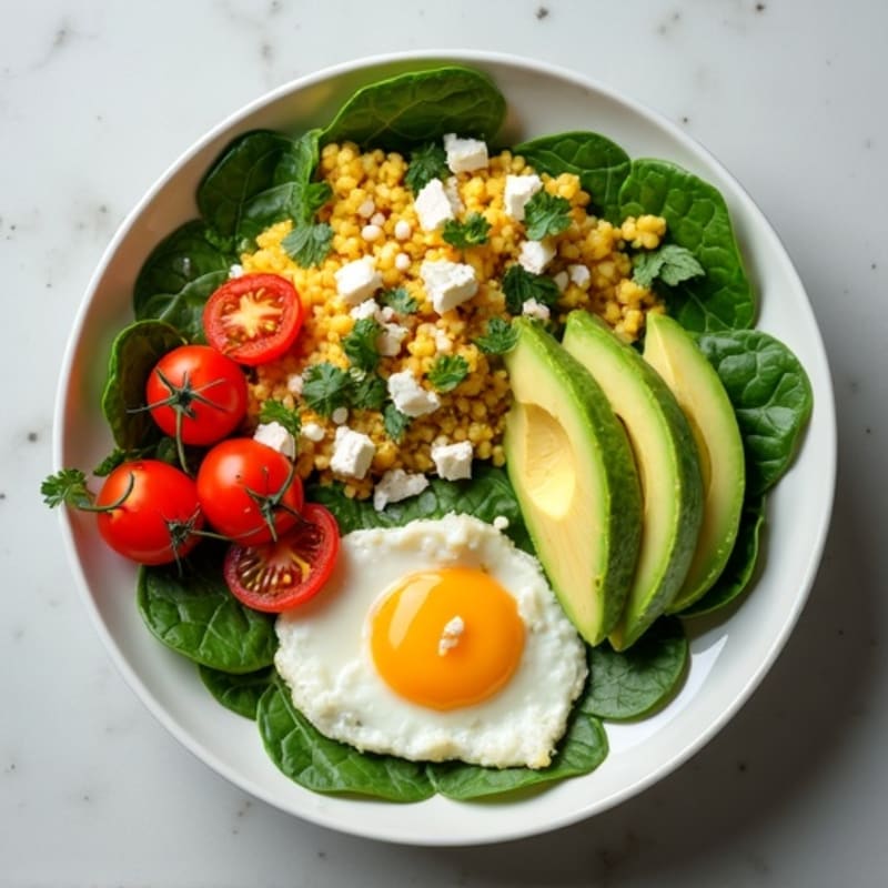 Egg White and Spinach Scramble with Cherry Tomatoes