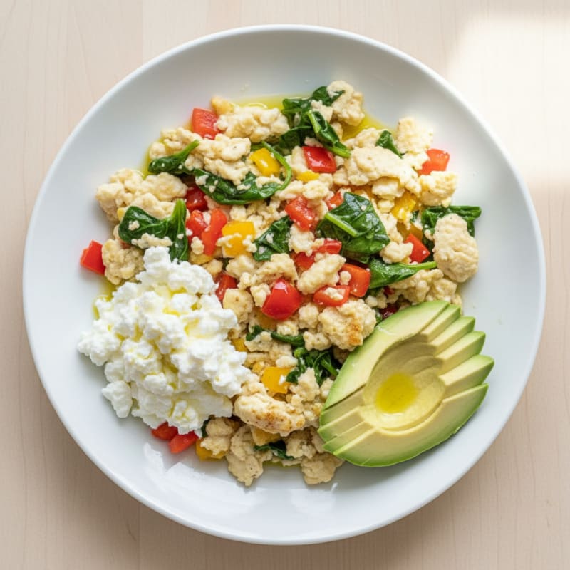 Egg White Veggie Scramble with Cottage Cheese