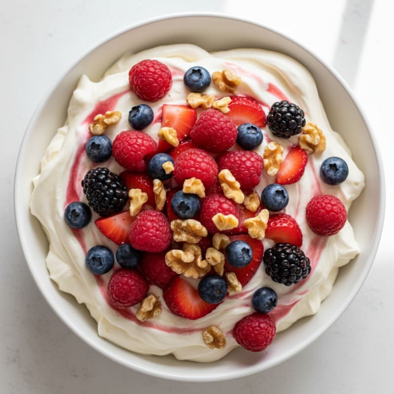 Greek Yogurt Protein Mousse with Mixed Berries