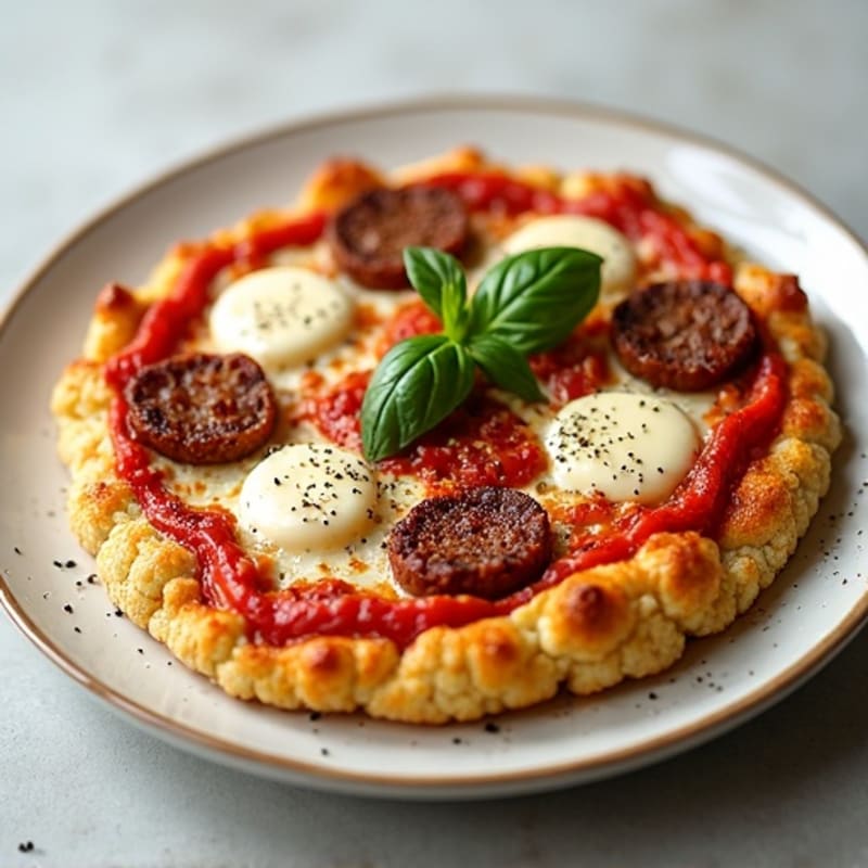Crispy Cauliflower Crust Pizza with Italian Turkey Sausage
