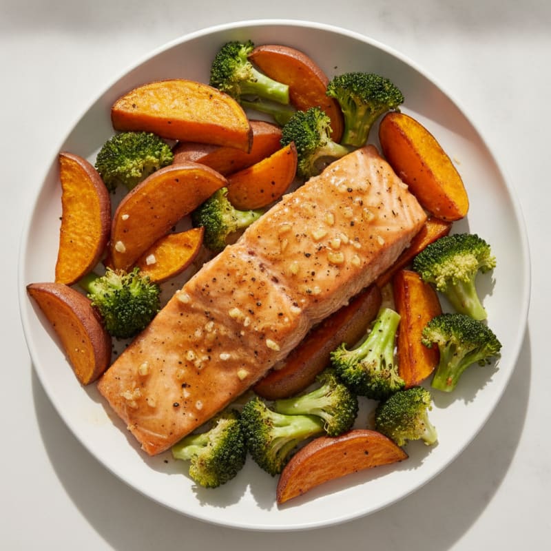 Sheet Pan Honey-Garlic Salmon and Roasted Vegetables