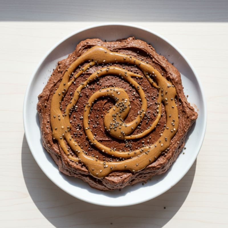 Chocolate Protein Mousse with Almond Butter Swirl