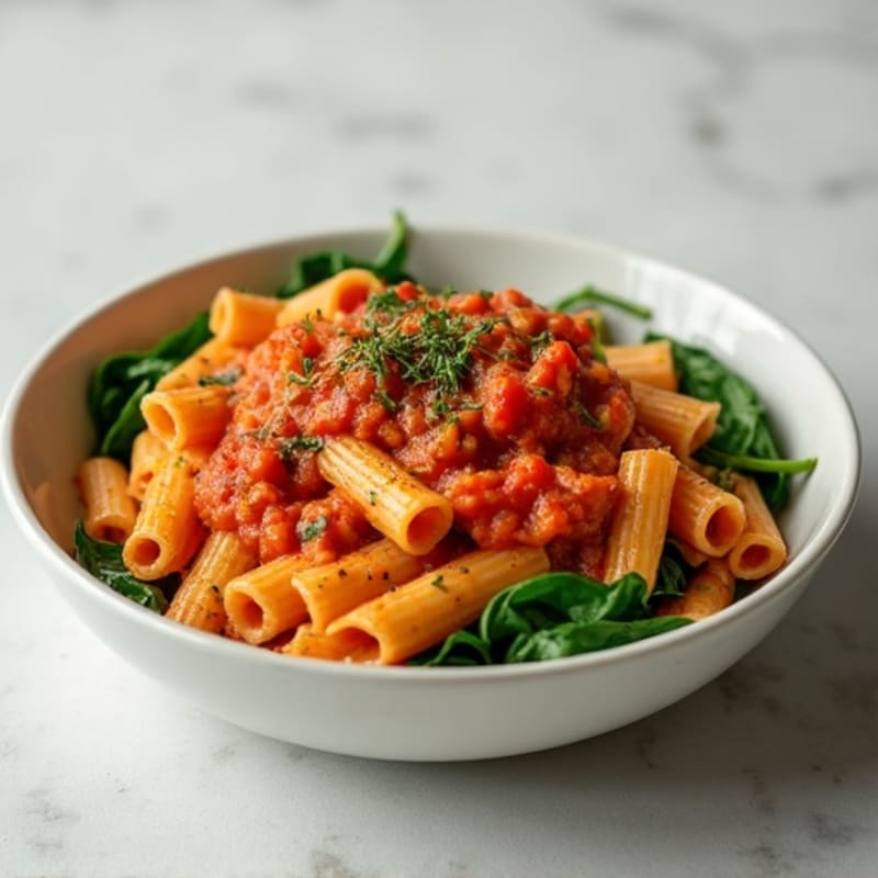 Lean Ground Turkey Baked Ziti with Spinach