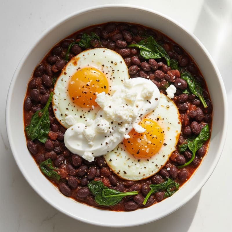 Creamy Baked Eggs with Smoky Beans