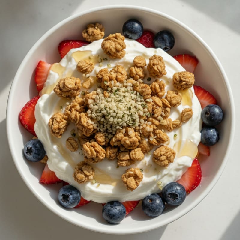 Creamy Greek Yogurt Parfait with Protein Granola and Fresh Berries