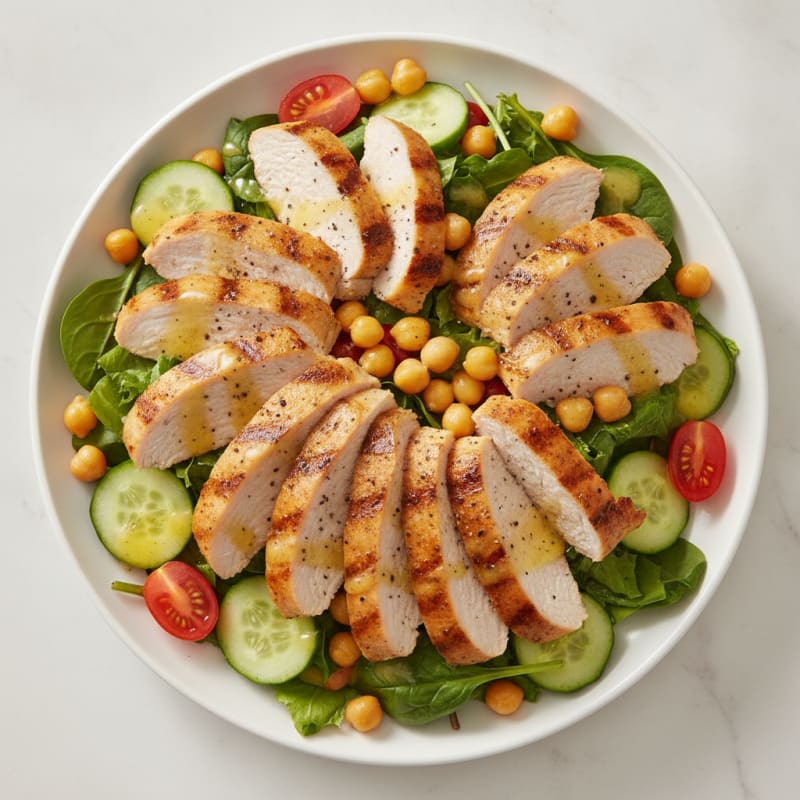 Grilled Turkey Breast Salad with Chickpeas and Lemon Vinaigrette