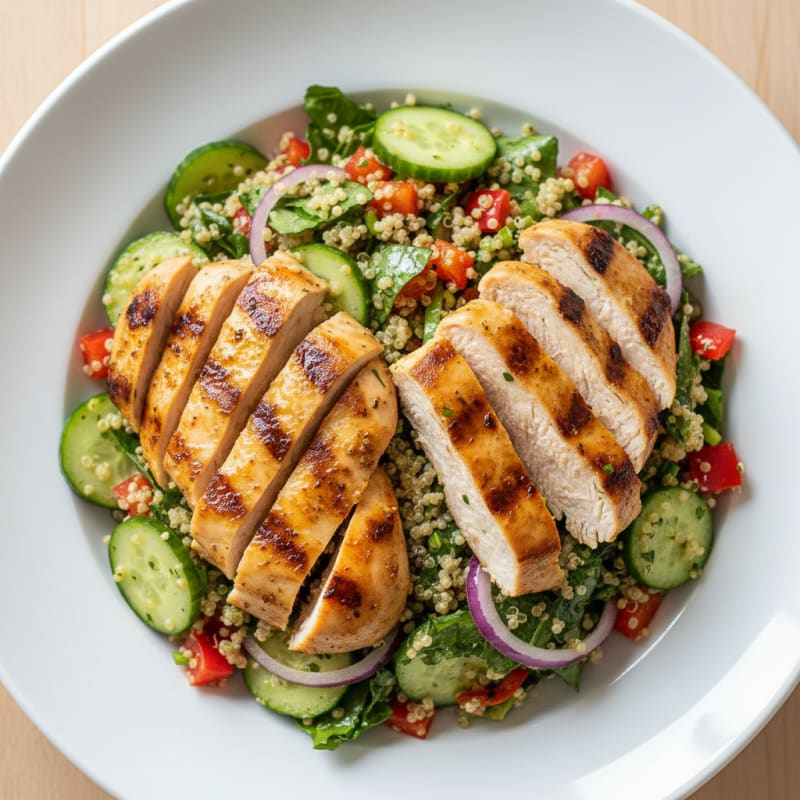Grilled Chicken and Quinoa Salad with Crunchy Vegetables