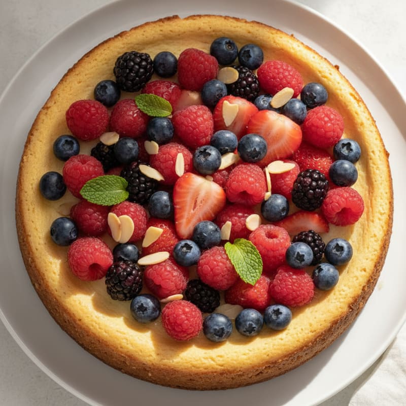 Greek Yogurt Protein Cheesecake with Mixed Berries