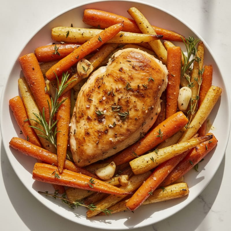 Garlic Herb Roasted Chicken with Root Vegetables