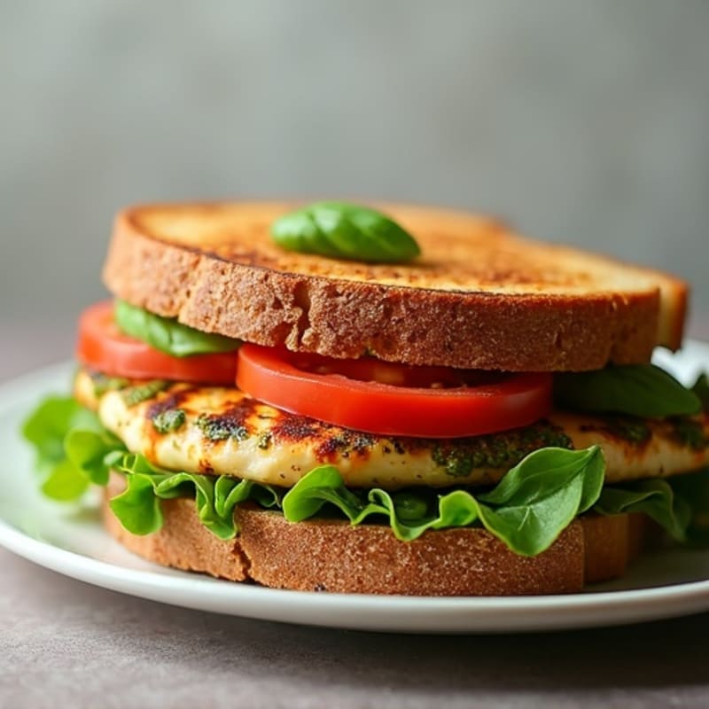 Herb-Pesto Grilled Chicken Sandwich with Fresh Greens