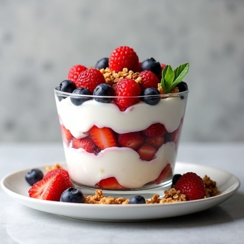 Greek Yogurt Parfait with Mixed Berries and Protein Granola