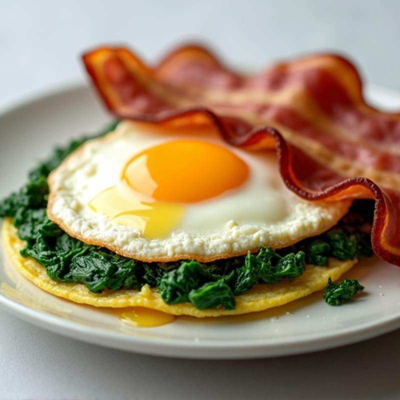 Egg White Spinach Omelet with Cottage Cheese and Turkey Bacon