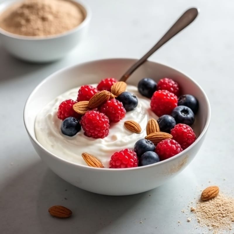 Creamy Greek Yogurt Protein Bowl with Mixed Berries and Almonds