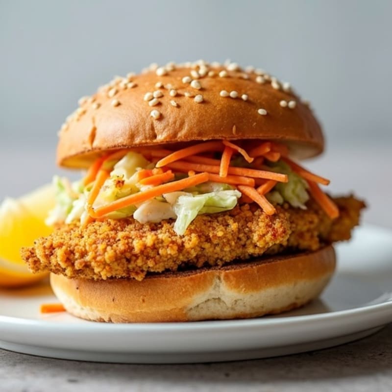 Crispy Oven-Baked Chicken Sandwich with Fresh Slaw